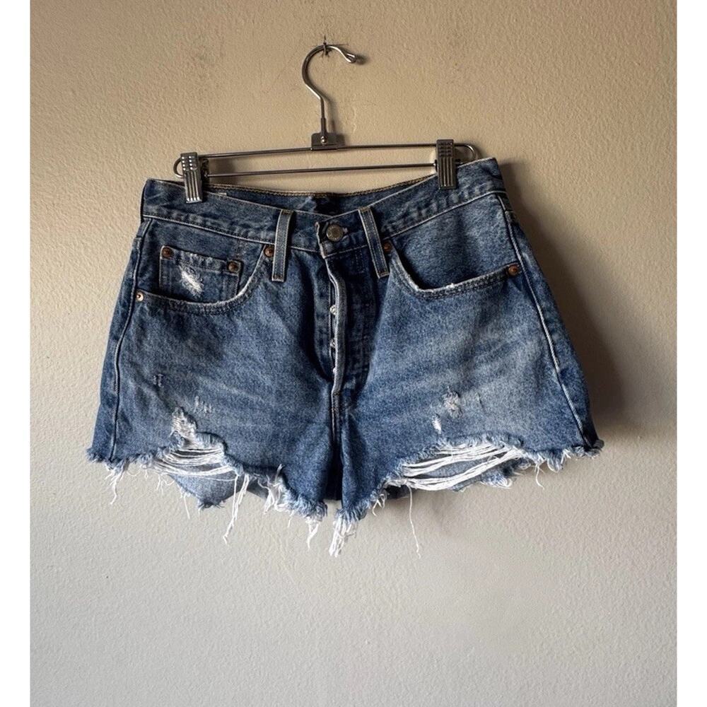 Levi's Premium 501 Cut Off Shorts Women’s Size 26 Distressed Button‎ Fly Denim